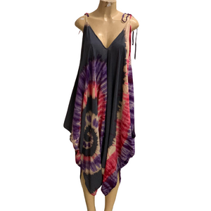 Gray & Purple Tie-Dye Dress